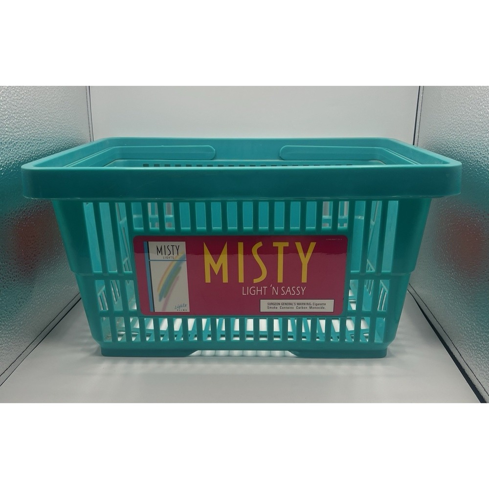 Vintage 90s Misty Cigarettes Slim N' Sassy Turquoise Pink Shopping Basket 1995